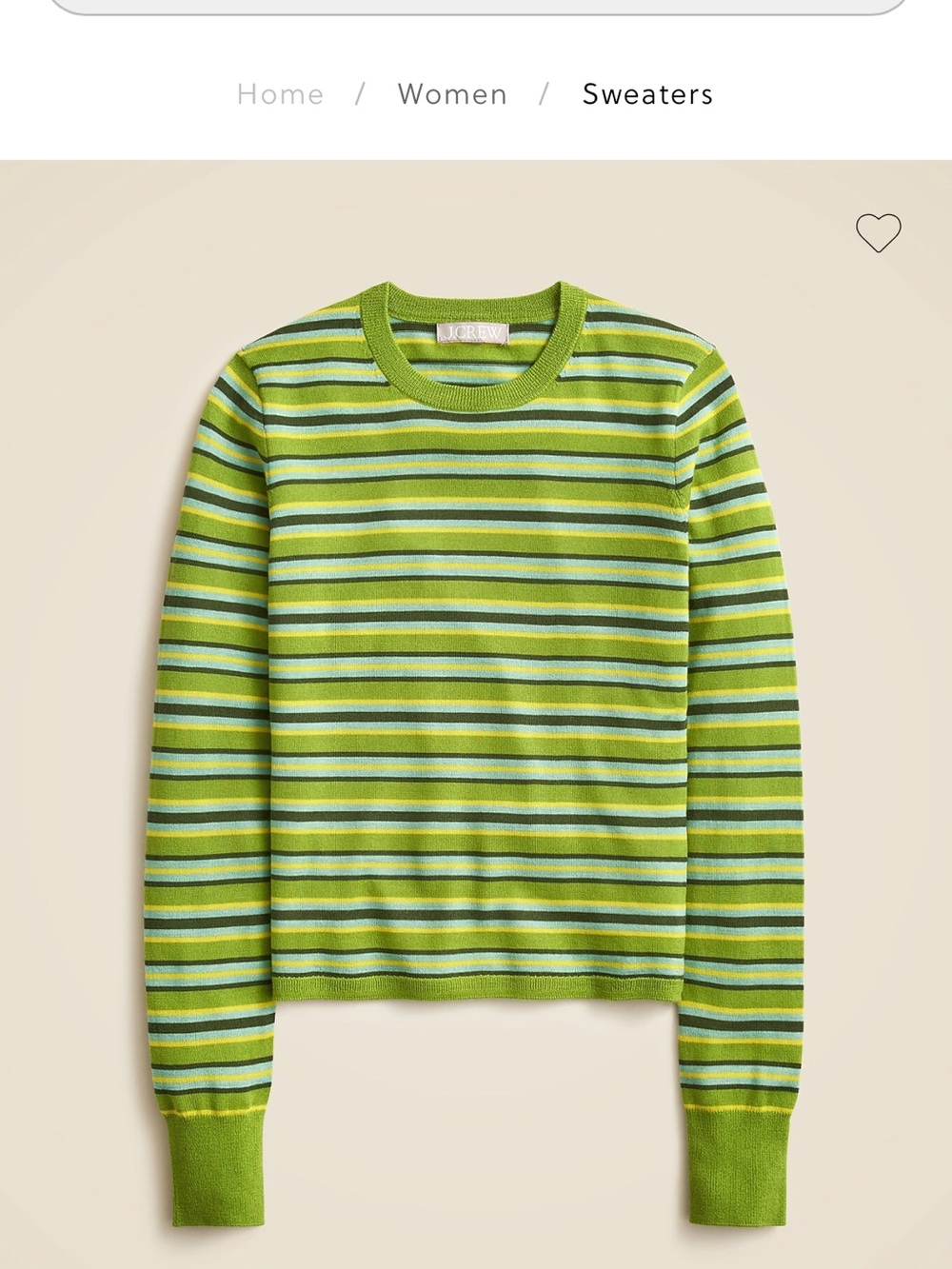 J.Crew 100% Merino Wool Striped Sweater S Green Blue Yellow F125